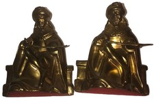 Nice Vintage Brass Colored Metal Old Testament Prophet Book Ends Figurines  picture