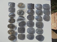 HUGE Lot of 35 Hesston National Finals Rodeo Adult Belt Buckles 1975 to 2001 picture