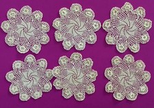 TINY 4” LACE DOILIES Irish Crochet Roses Round 6 Handmade Vintage Antique Lot picture