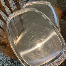 2 VTG 19” Stainless Steel Serving Trays/Roses.  Both Made In Korea. Identical. picture