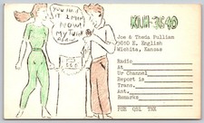 Vintage KILH-3640 QSL Card Wichita Kansas Cartoon Radio Ham Op C137 picture