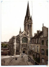 France, Caen, Church of Saint-Pierre photochrome, vintage photochrome 23x17  picture