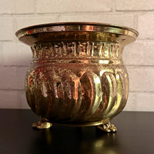 Vintage Hampton Brass Footed Planter Claw Feet Cachepot Bowl Pot 8