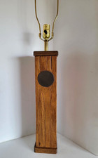 Vintage A Brandt Ranch Oak MCM Solid Oak Table Lamp Ceramic Inset 34