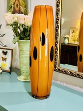 Vintage Howard Elliot Glass Vase Hand Blown Art Deco   20 In Tall picture
