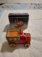 Vintage Handcrafted Ceramic SANTA Scented Candle Car CHRISTMAS Decor With Box-  picture