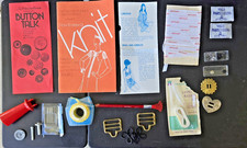 ​Vtg Sewing Notions Lot Spool Knitter Scotch Tape Vogue Labels Buckles Booklets picture