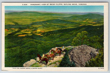c1940s Panoramic View Rocky Cliffs Skyline Drive Virginia Linen picture