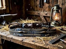 Vintage Studded Horse Wagon Rein Strap Harness Equestrian  Memorabilia Western picture