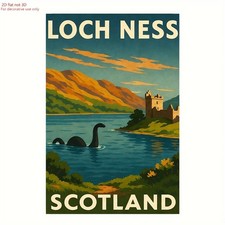 Vintage Loch Ness Scotland Monster Castle Tin Metal Signs Home Décor 8x12 picture