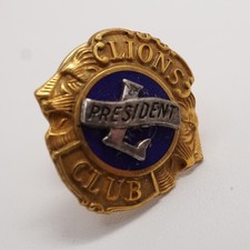 Vintage Lions Club President Lapel Pin 1/10 10K Gold Filled Sterling Silver .925 picture
