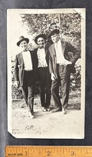 Three Handsome Young Men Wearing Jaunty Hats Together Under Tree~vintage photo picture