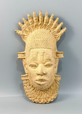 Vintage African Benin Nigerian Ceramic Decorative Mask 8.25
