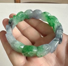 Natural Grade A Ice purple Green Jade jadeit Ancient coins bracelet bangle 59MM picture