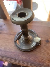Antique 1800s Victorian Brass Chamberstick Push Up Candle Holder Holding Knob  picture