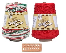 Lily Sugar n' Cream Holiday Cone Bundle 2-Pack 100% Cotton Medium 4 Worsted (Red picture