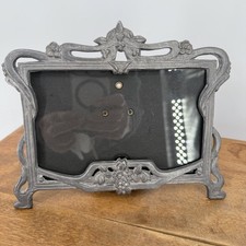 RARE VTG West German Pewter Picture Frame Ornate Art Nouveau Floral 3.5x5 Heavy picture