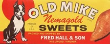 Vintage c-1950s Old Mike (Mans Best Friend) Crate Label for Sweet Potatoes 