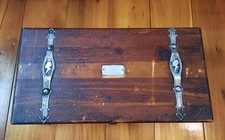 1880 Victorian Cedar Hope Chest, Keepsake Box. Rare Aluminum Straps w/ Lady Head picture