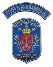 LIEGE BELGIUM POLICE EMBROIDERED IRON-ON PATCH (2 PIECE) EXTREMELY RARE picture