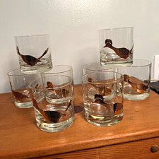 Vintage Couroc of Monterey Roadrunner Rocks Glasses - Set of 8 picture