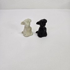 Vtg Cast Iron Puppy Dog Figurine Pair Black White Paperweight Statue Hubley Styl picture