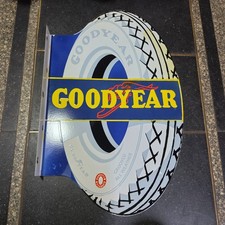 GOODYEAR BALLOON FLANGE 2-SIDED PORCELAIN ENAMEL SIGN 19 X 30 INCHES picture