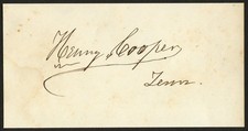 Henry Cooper d1884 signed autograph 2.5x5 cut US Senator from Tennessee ^ picture