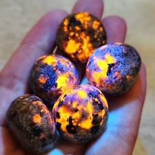 5pcs Natural Yooperlite Tumbled Polished Flame Stone UV Reactive Fire Stone picture