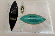 Vintage Penco Superior Muslin Cotton White Double Sheet 81 X 108 NIP picture