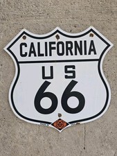 VINTAGE CALIFORNIA ROUTE 66 CALIFORNIA STATE AUTO ASSN.   PORCELAIN SIGN 16 X 15 picture
