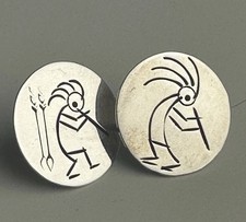 Vintage Sterling Silver Kokopekki Golf Marker Southwest Signed 2pc Set picture