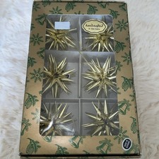 Vintage 60's Gold Foil Atomic Star Christmas Ornaments West Germany - 1 Box HTF picture