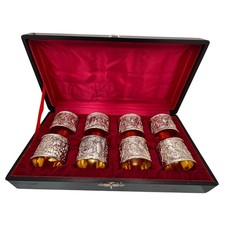 Corbell Cherub Silver Plated Napkin Rings Set Of 8 s Intricate Relief Made Japan picture