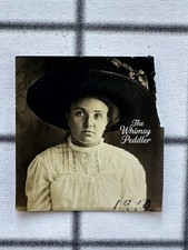1910 Vintage Photo Woman Huge Wide Brim Hat Edwardian Fashion Portrait picture