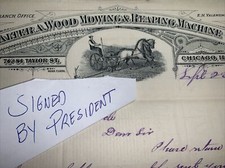 Agricultural Letterhead SIGNED Walter Wood Mowing Reaping 1882 Chicago Farmer picture