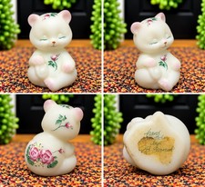 Fenton White Bear Figurine with Pink Roses picture