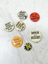 Vintage 1960s Counterculture Pinback Button Lot Snoopy Red Baron Hippie picture