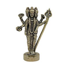 Trimurti Lord Shiva Vishnu Brahma Dattatreya Mini Brass Statue Hindu Amulet picture