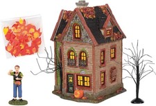 Dept 56 HALLOWEEN SPIDER HOUSE Box Set of 4 SILVER SERIES Snow Village BRAND NEW picture