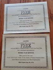 2 Vintage 1976 Marsh Supermarket Film Service Coupon Photography Kodacolor Film picture