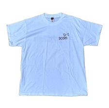 Vintage Heavy Cotton White 3Com Logo Promotional T-Shirt picture