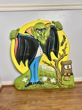 RARE Large 3D Molded Vacuform Halloween VAMPIRE & OWL Wall Decoration 27”x 24” picture