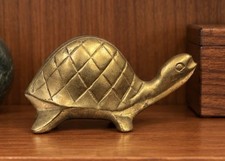 Vintage MCM Solid Brass Turtle / Tortoise Figurine – Mid-Century Décor picture