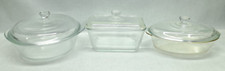 Glasbake w/ Lids 3 pc Lot - 1 Qt Oval J235, 1.5 Qt Rect. J805 & 2 Qt Round J514 picture
