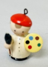 Miniature Italian Painter Ornament, White and Red With Artist Pallet Doll picture