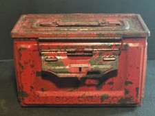 Vintage Red 1940's Belmont WWII .50 Cal M2 Metal Flaming Bomb Ammo Box  picture