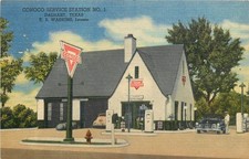 Vintage Conoco Service Station No. 1 Postcard Dalhart Texas Linen Gas Station picture