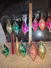 Vintage(11)  Hand Blown & Decorated Glass Teardrop Ornaments-Made In Columbia picture
