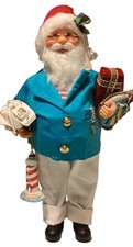 Possible Dreams Clothtique Nautical Sailor Santa Figurine Blue White picture